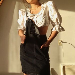 VINTAGE peasant cropped blouse with buttons
